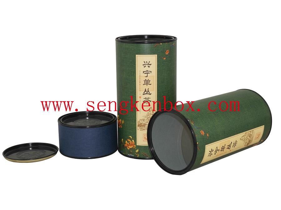 Childproof Composite Paper Tea Cans Packaging with Metal Buckled Lid