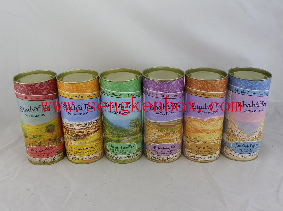 Food Grade Tea Pillow Packaging Paper Tube with Tinplate Lid