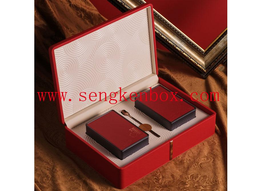 China Caja de cuero de empaquetado roja