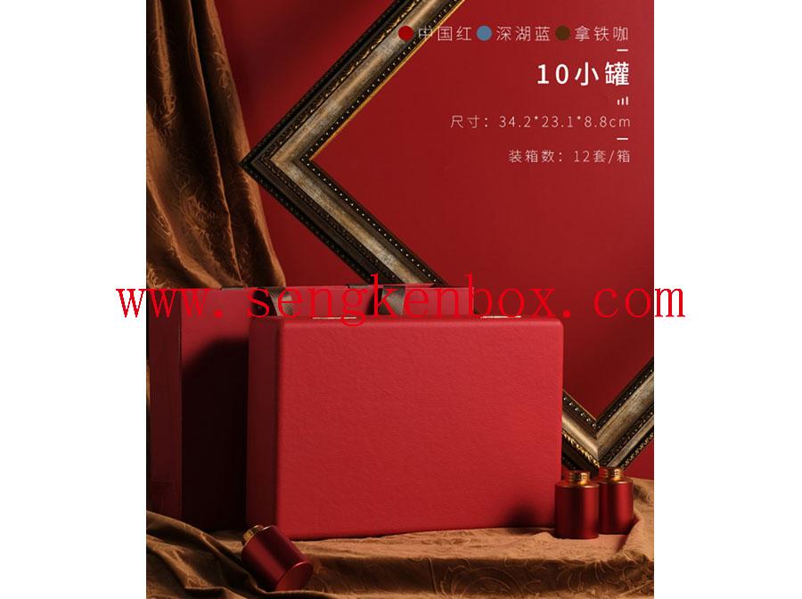 China Caja de regalo de té de cuero rojo