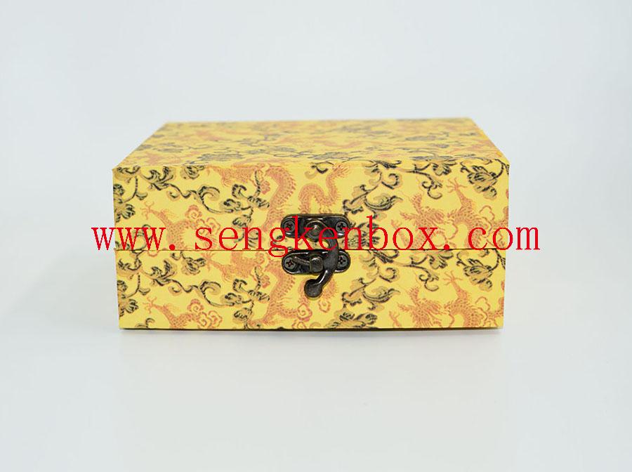 Caja de papel de embalaje de té dorado