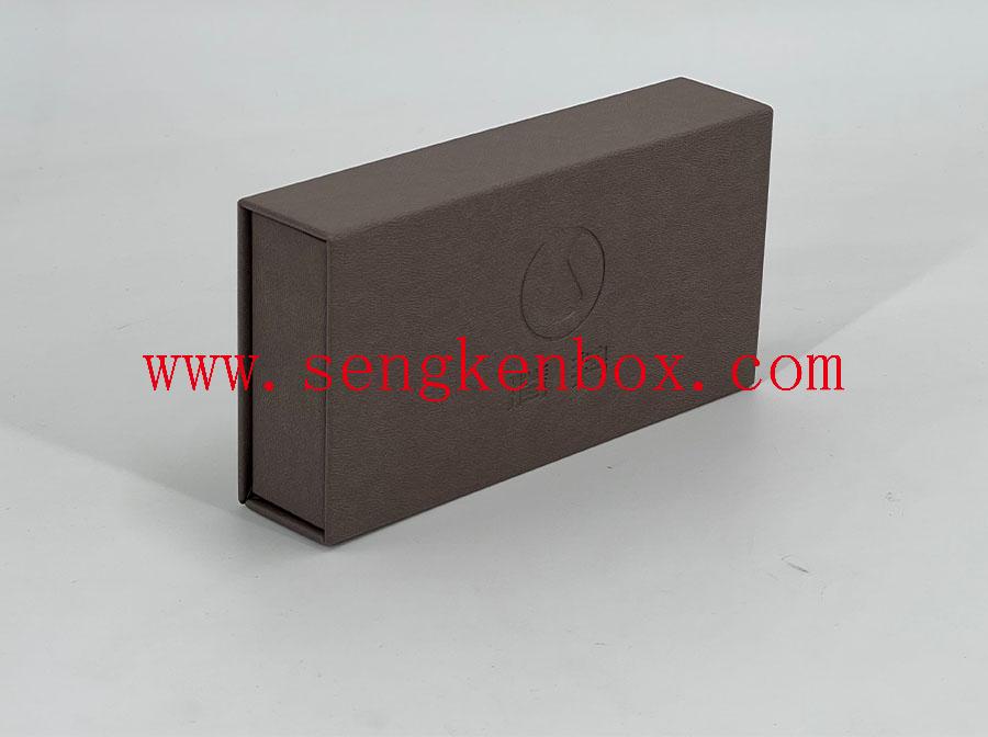 Caja de embalaje de cuero con texto de introducción personalizado