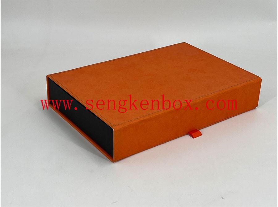 Caja de cuero de embalaje naranja