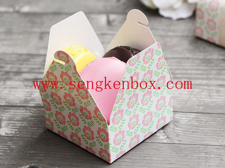 Caja de regalo plegable de papel de postre Macaron