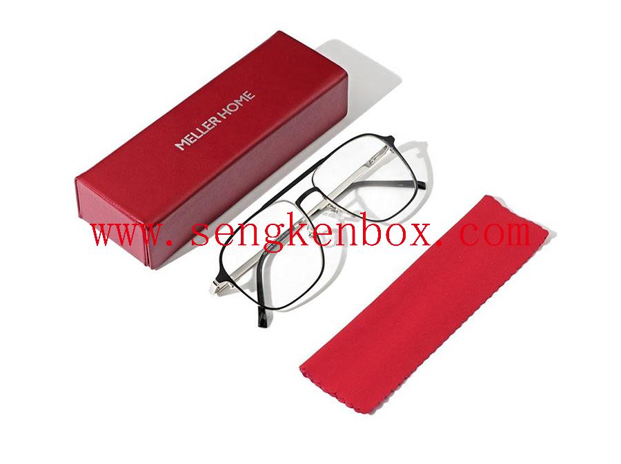 Caja de cuero rectangular para gafas de sol