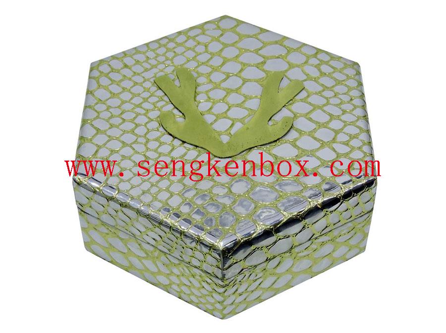 Caja de cuero de regalo con forma hexagonal