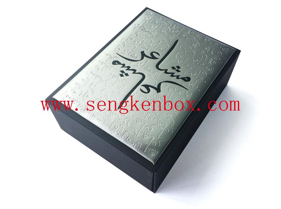 Caja de regalo de cuero con cajón negro