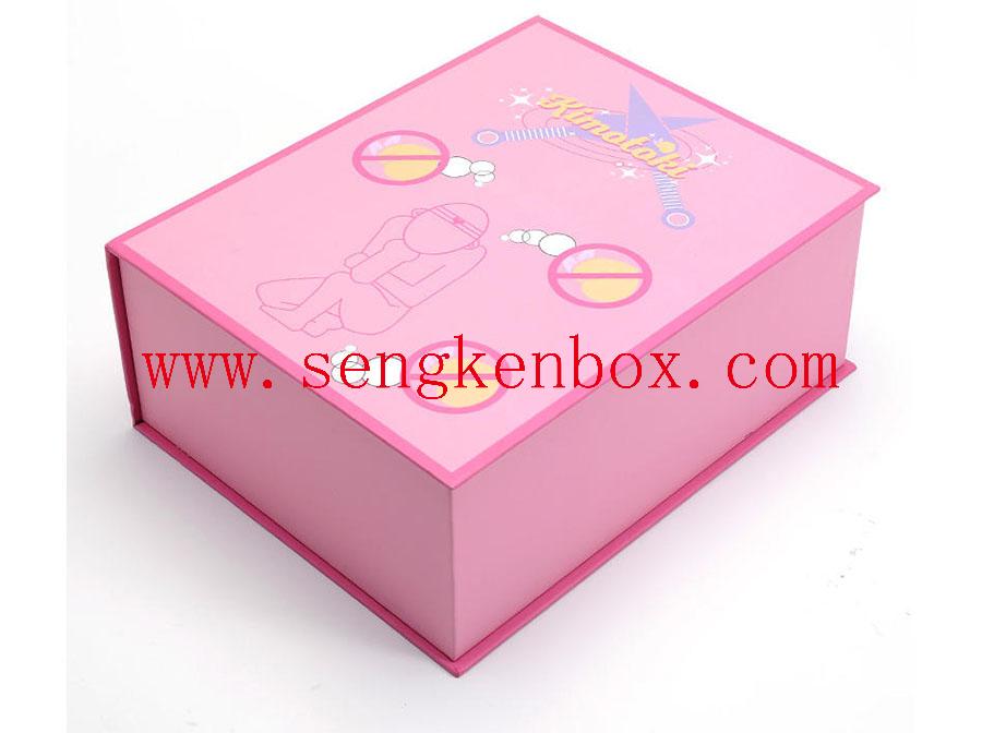 Caja de regalo de papel plegable rosa