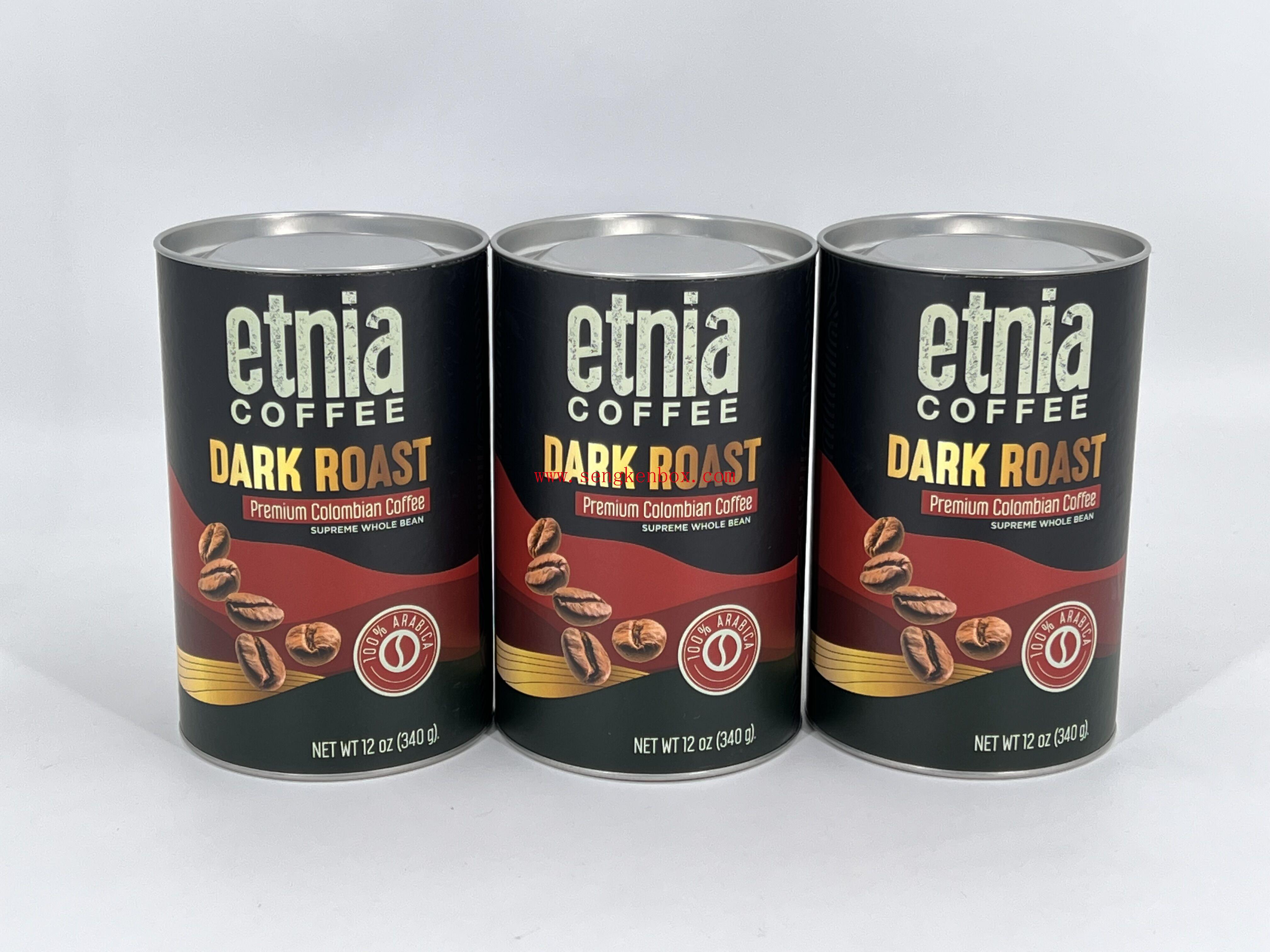 Tubo de papel para recipiente de café Etnia tostado oscuro