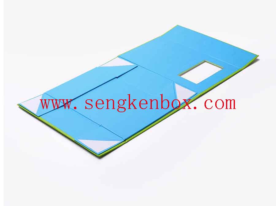 Caja magnética plegable de cartón azul verde