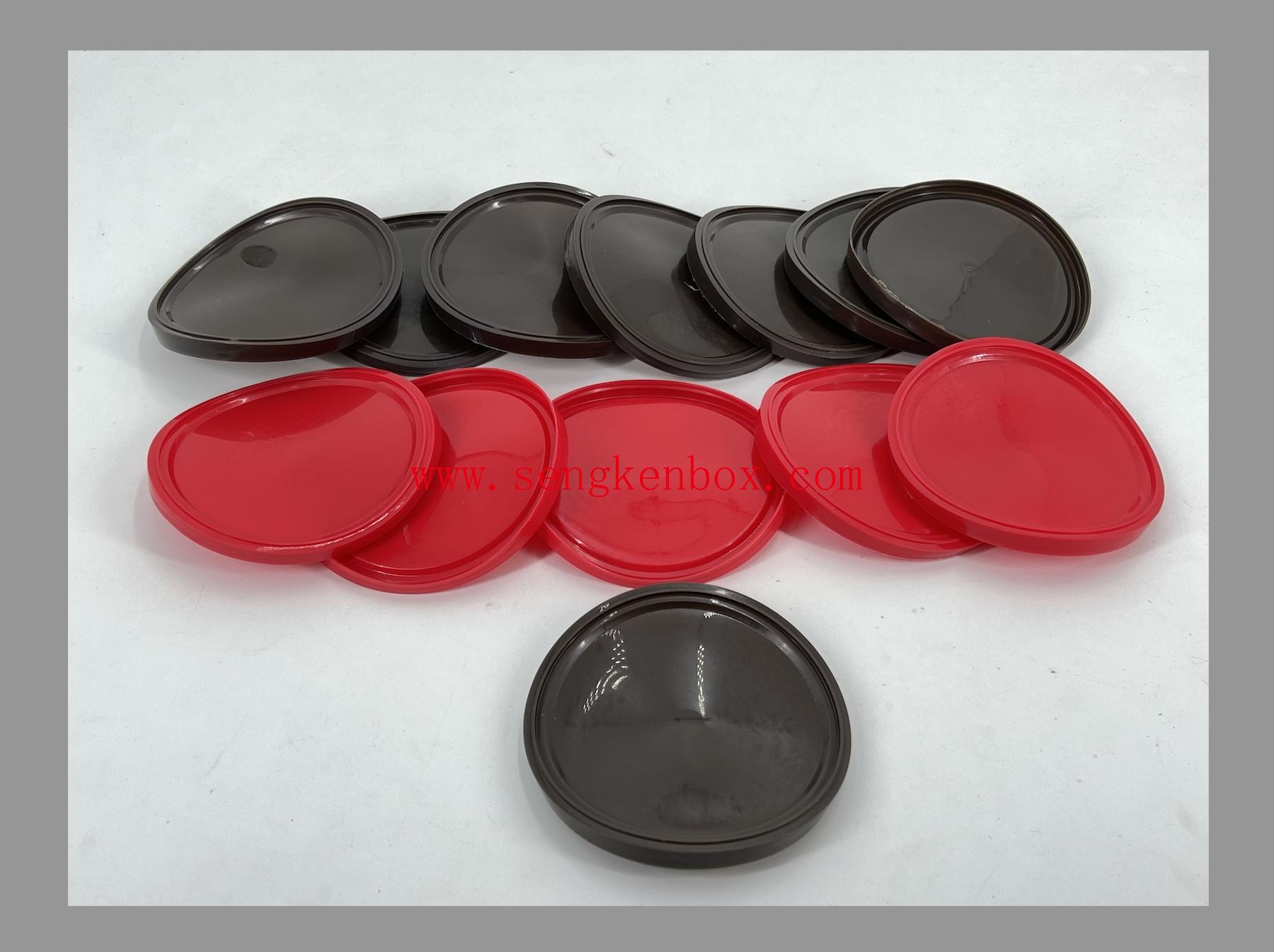 Cubiertas de plástico rojo marrón de 99 mm para embalaje de latas de papel compuesto