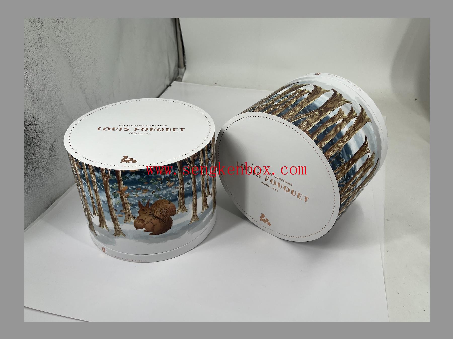 Caja de regalo de embalaje de chocolate redonda de 2 piezas con inserto de papel