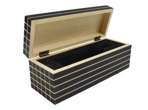 Black Striped Checked Wine Packaging Wooden Box