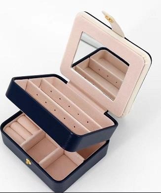 OEM y ODM Leather Jewelry Box with Mirror Earring Bracelet Necklace Ring Packaging a la venta