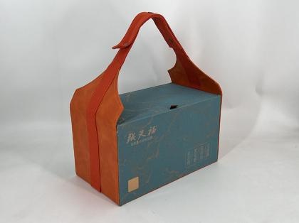 OEM y ODM Double Celadon Tea Jar Gift Box with Leather Handle a la venta