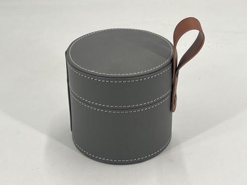 OEM y ODM Round leather box with handle for ceramic jar packaging a la venta