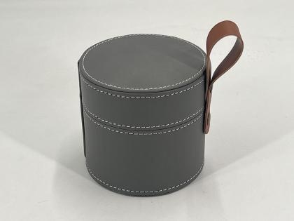 OEM y ODM Round leather box with handle for ceramic jar packaging a la venta
