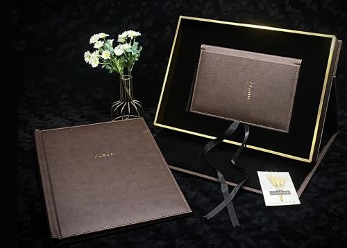 OEM y ODM Wholesale leather wedding album collection with ribbon gift box a la venta