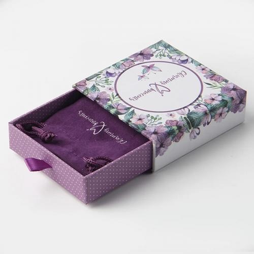 OEM y ODM Custom purple drawer jewelry packaging pouch and boxes with logo a la venta