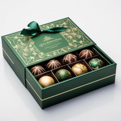OEM y ODM Custom green drawer shaped christmas boxes with ribbon for chocolate packing a la venta